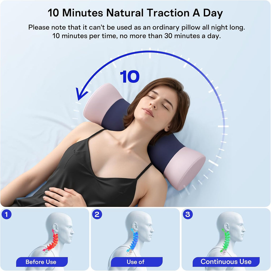 Neck Roll Pillow - Cooling Cover Round Neck Pillow for Sleeping - Memory Foam Cervical Roll Pillow - Ergonomic Bolster Pillow for Neck…