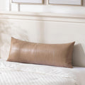 Fancy Homi Tan Long Lumbar Waterproof Faux Leather Body Decorative Throw Pillow Cover 14x36 Inch for Bedroom Couch Bed Bench, Beige Hand…