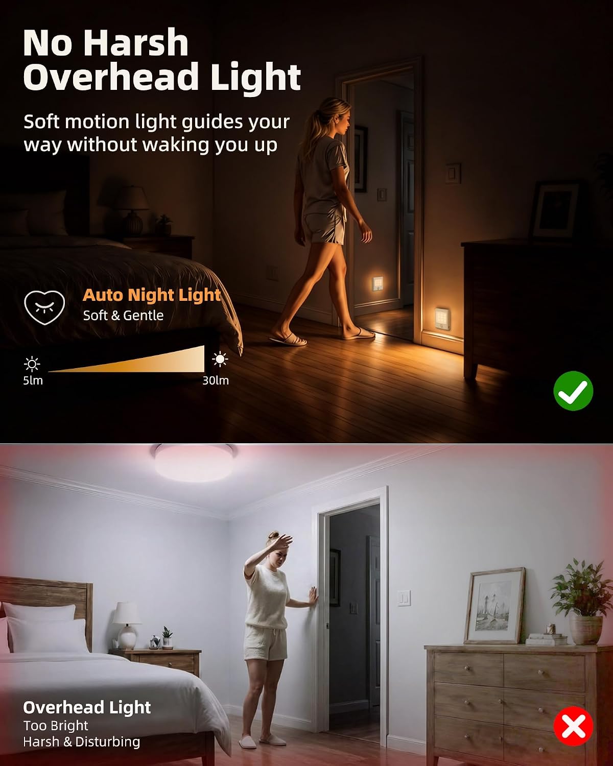 EZVALO 4-Pack Rechargeable Battery Night Light with Motion Sensor, Stick-On LED Stair Light with 3 Color Temps, Magnetic, Dimmable…