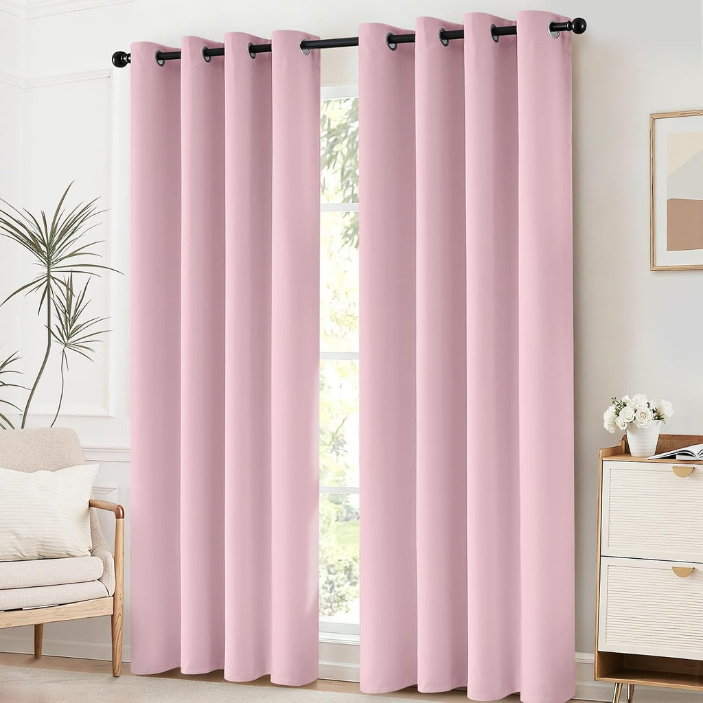 Yakamok Light Blocking Window Blackout Curtains Thermal Insulated Room Darkening Drapes for Bedroom, Solid Grommet Top Window Panels…