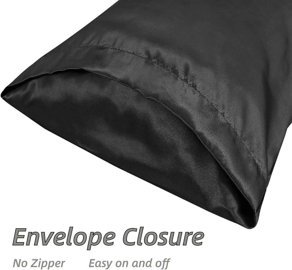 Lcbd Satin Body Pillow Case for Hair and Skin, Black Silk Satin Body Pillowcase Cover, 20x54 Body Cooling Pillow Cover with Envelope Closur…