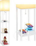 Mlambert Modern Shelf Floor Lamp with Wireless Charger & Fast Charging USB Ports & Type C Port & 2 Power Outlets,3 Tier Storage Lamp for…