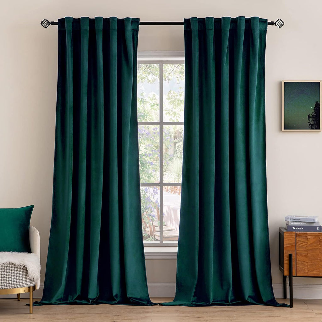 Miulee Velvet Curtains 90 inches 2 Panels Luxury Blackout Curtains for Bedroom Living Room Thermal Insulated Home Decor Super Soft Elegant…
