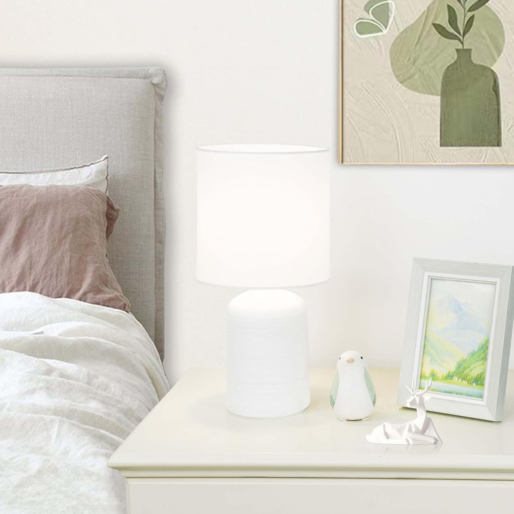 Maye Small Modern Ceramic Table Lamp for Living Room, Bedroom, Kids Room, Night Table Lamp, Φ6.3×H13IN, Bulb Excluded, Off White