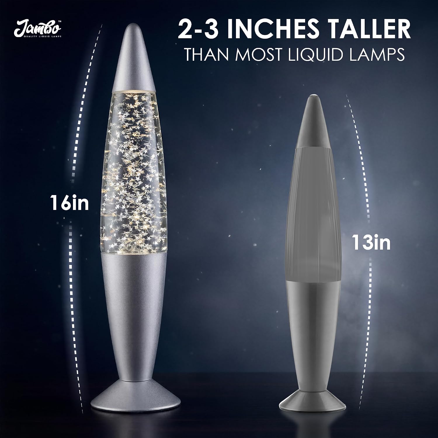 Jambo 16-Inch Silver Star Glitter Lamp I Beautiful Liquid Lamp I Entertaining for Adults and Kids I Perfect Holiday Gift