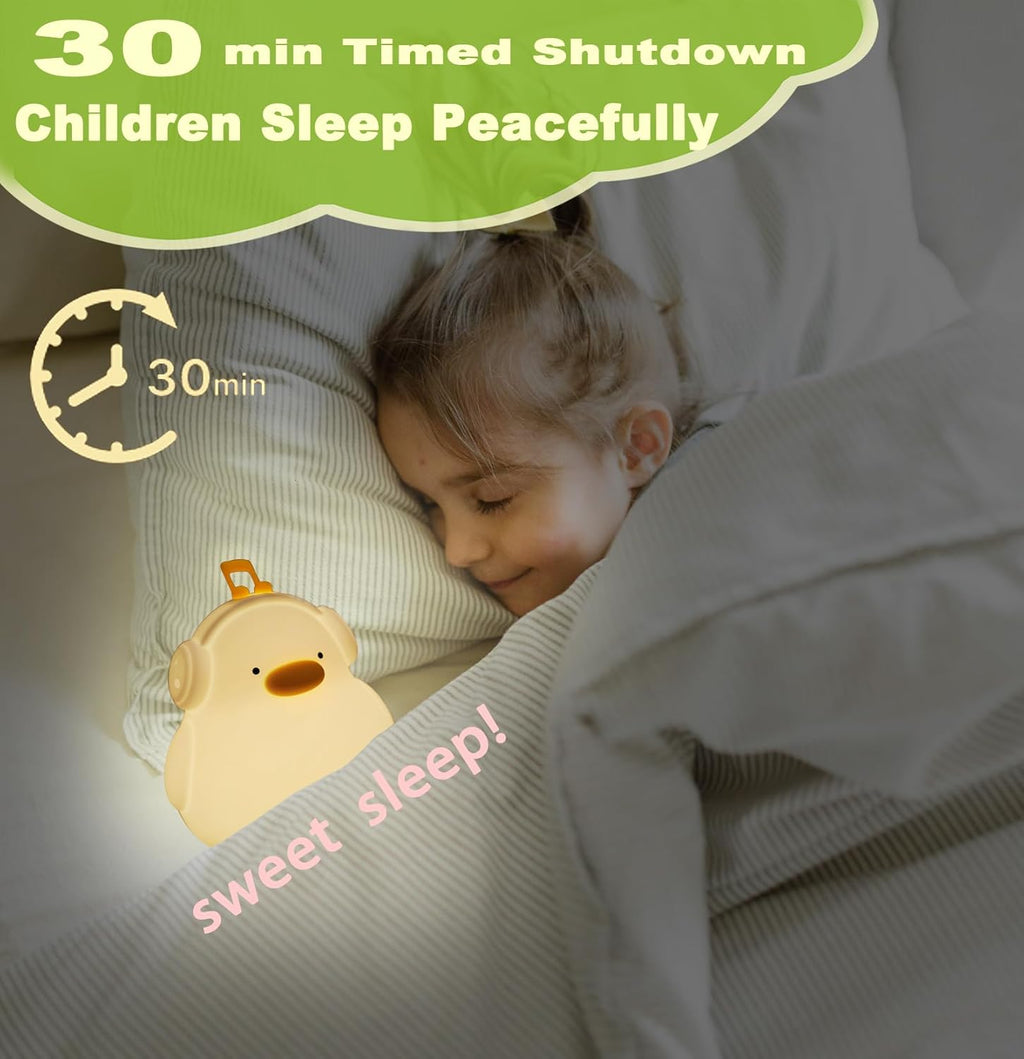 DREAMING MY DREAM Cute Duck Night Light, LED Squishy Novelty Duck Lamp,3 Level Dimmable Soft Silicone Nursery Nightlight, Night Light for…