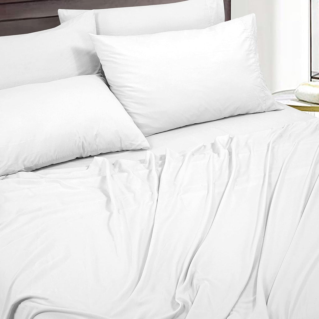 Royalelinens ROYALE LINENS 1500 Thread Cooling Sateen Count Poly/Cotton Sheet Set - 6 Piece King Bed Sheets - 1 Fitted, 1 Flat, 4 Pillow Ca…