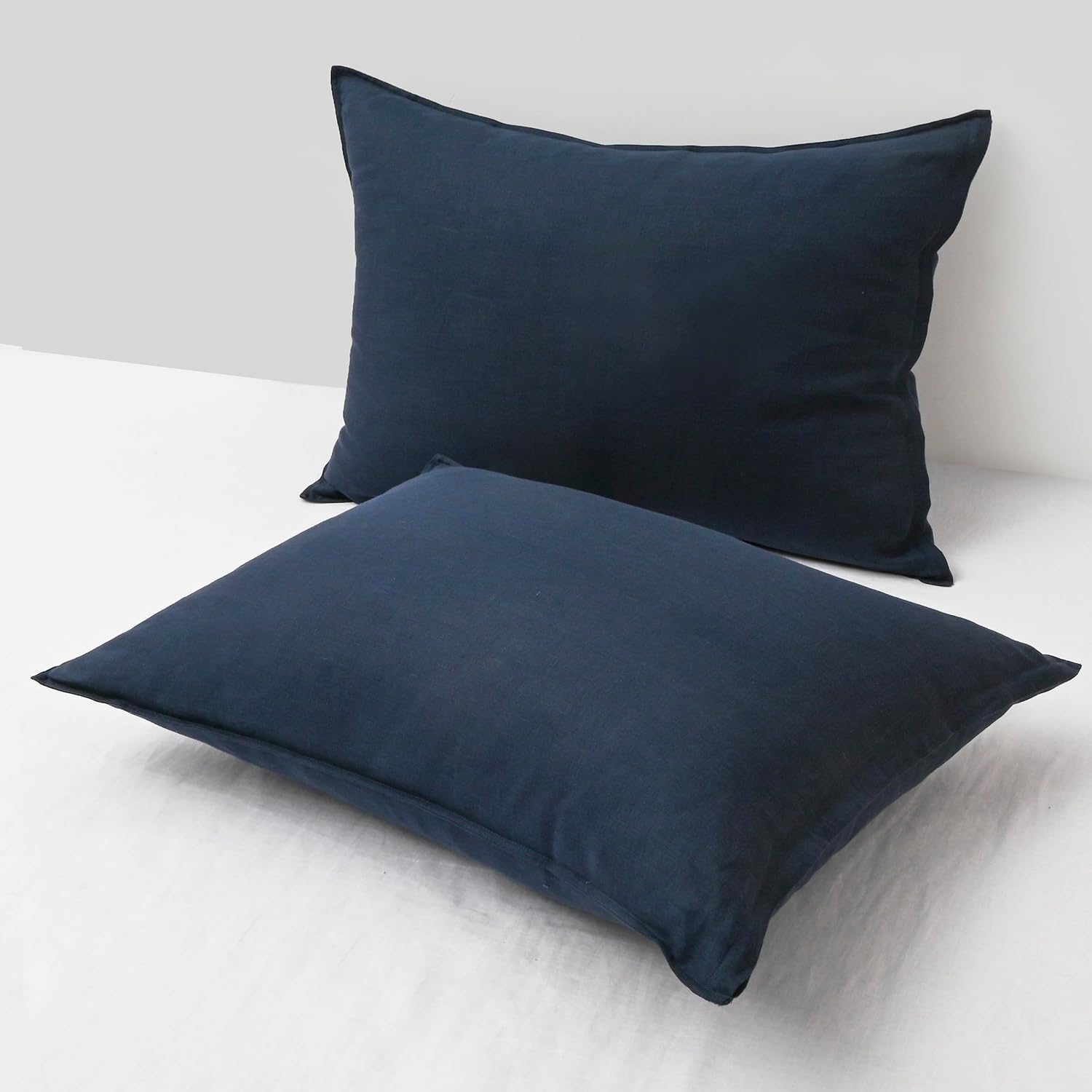 Chuffed Linen Pillowcases 2 Pack 100% Linen Standard Pillow Cases, Breathable and Cooling Washed Pillowshams with Zipper Closure, 20x26 Inc…