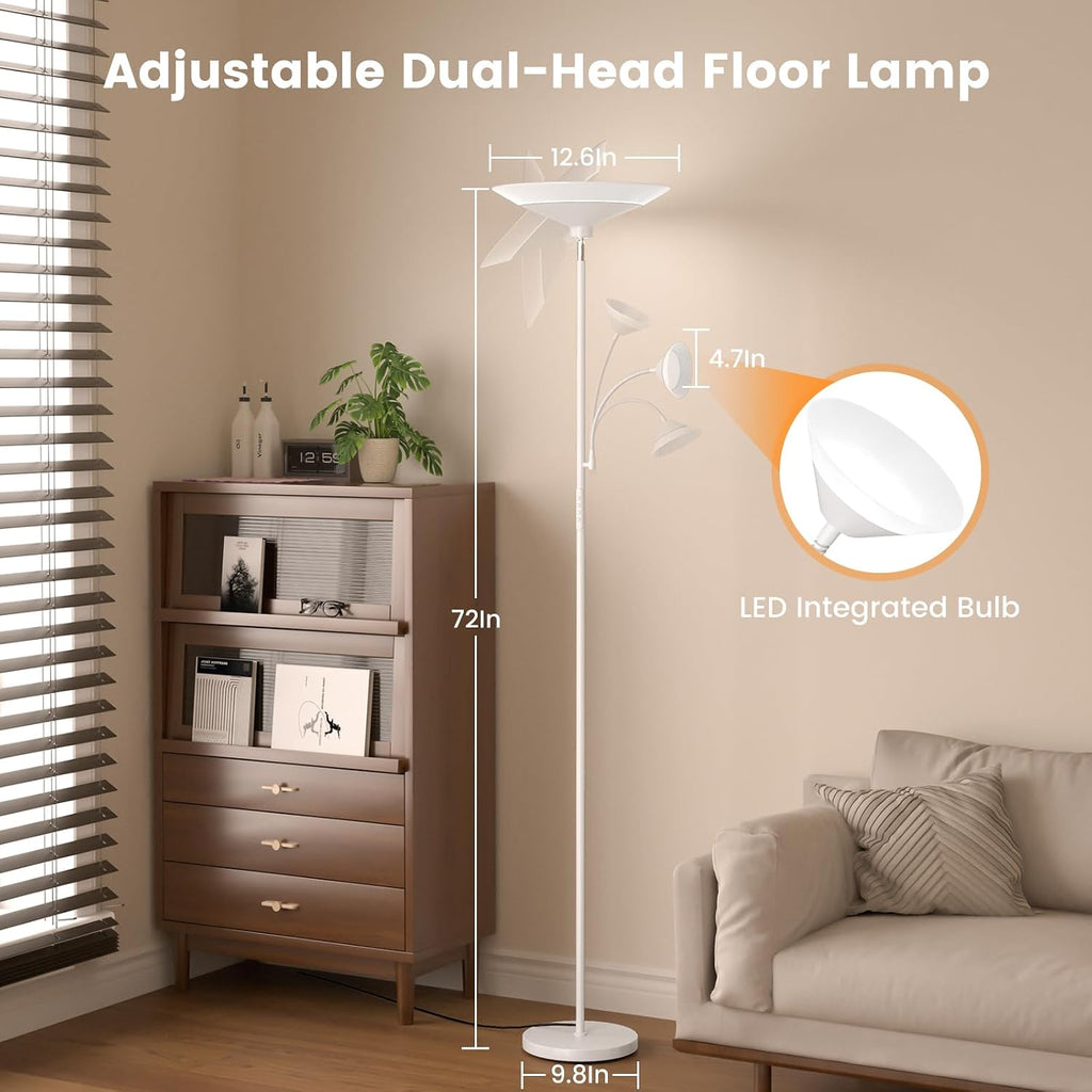 SIBRILLE Upgraded 2-Light Torchiere Floor Lamp - 34W Color Changing Standing Lamp with Remote, Rotatable Floor Reading Light, Modern…