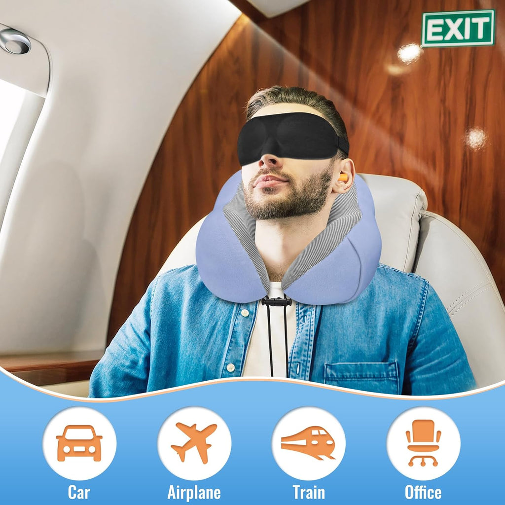 CloudBliss Travel Pillow Premium Memory Foam, Comfortable & Supportive Neck Pillow, Neck Pillows for Sleeping Travel, Airplane Pillow for…