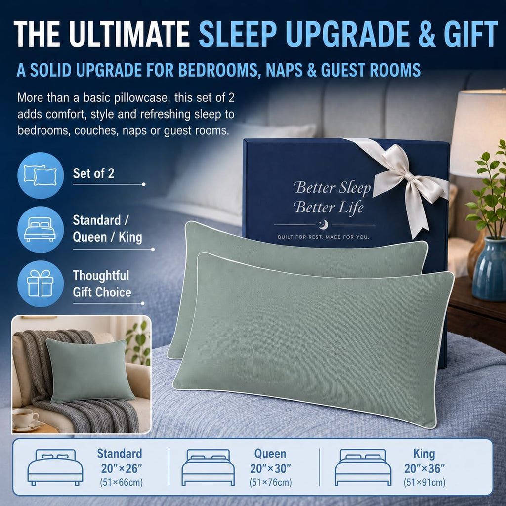 Cieltown Cooling Pillow Cases for Hot-Sleepers: Q-Max ≥0.4 Nylon Spandex Cool-to-Touch for Night Sweats - Waffle Weave for Dry & Com…