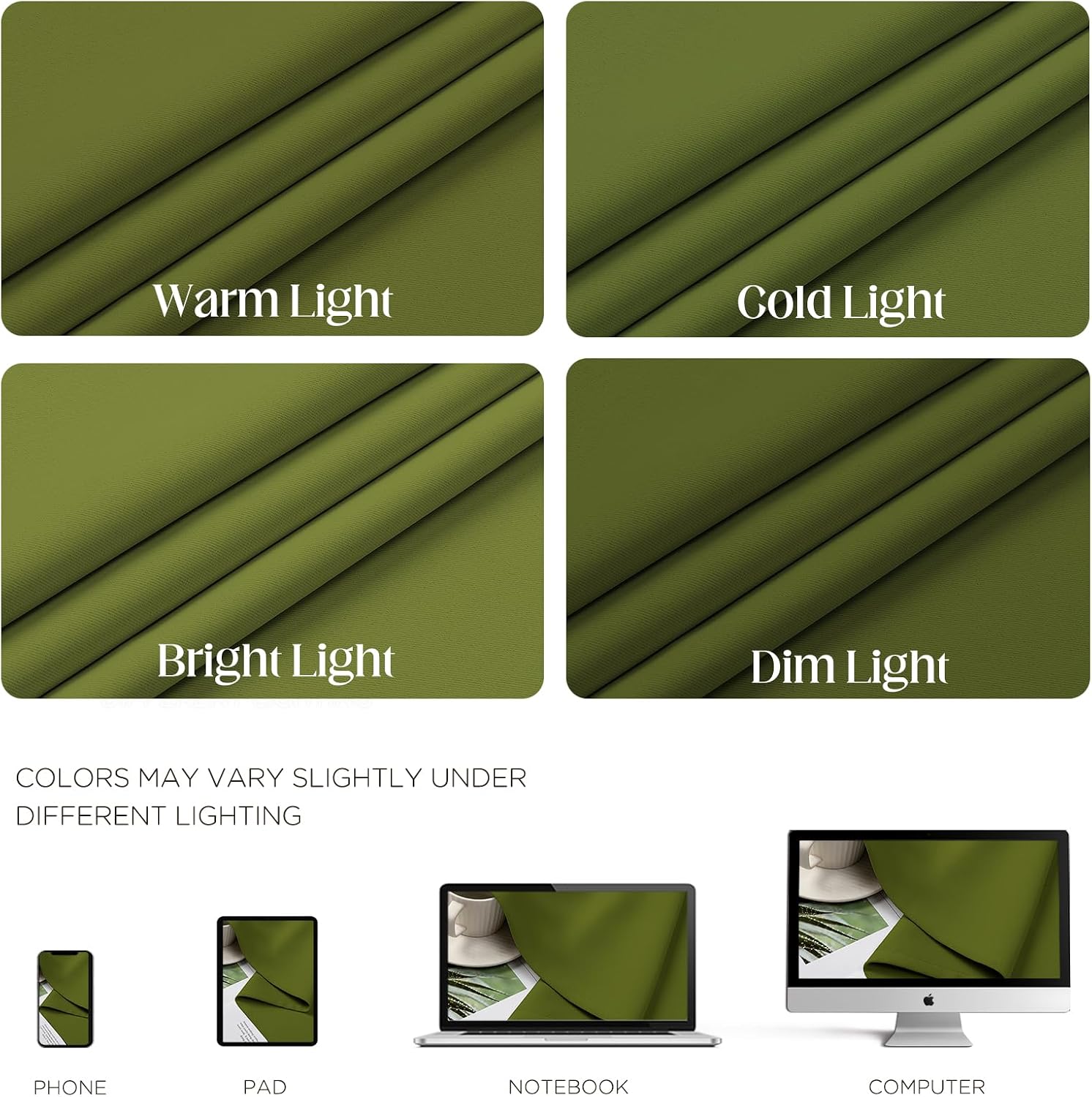 CUCRAF Custom Green Blackout Curtains 1 Panel Set, Thermal Insulated Grommet Room Darkening Curtain for Living Room Bedroom, Light…