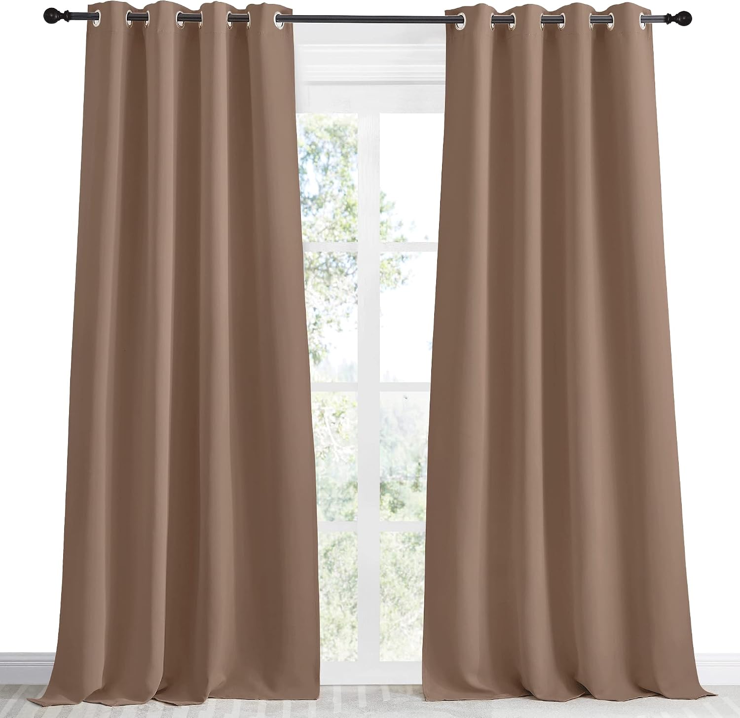 NICETOWN Grommet Top Blackout Curtain Panel, 55 inches Wide by 96 inches Long, 1 Piece, Cappuccino Color, Thermal Insulated Room…