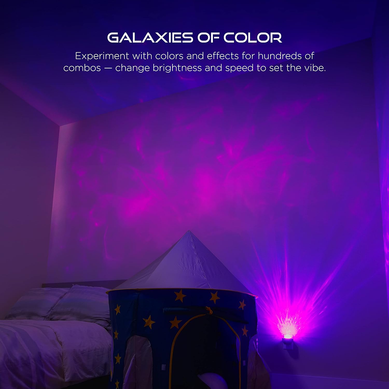 Enbrighten Galaxy Projector Plug in Night Light for Kids LED Lights for Bedroom Space Nightlight Aurora Playroom Game Room Lighting 70334-T1