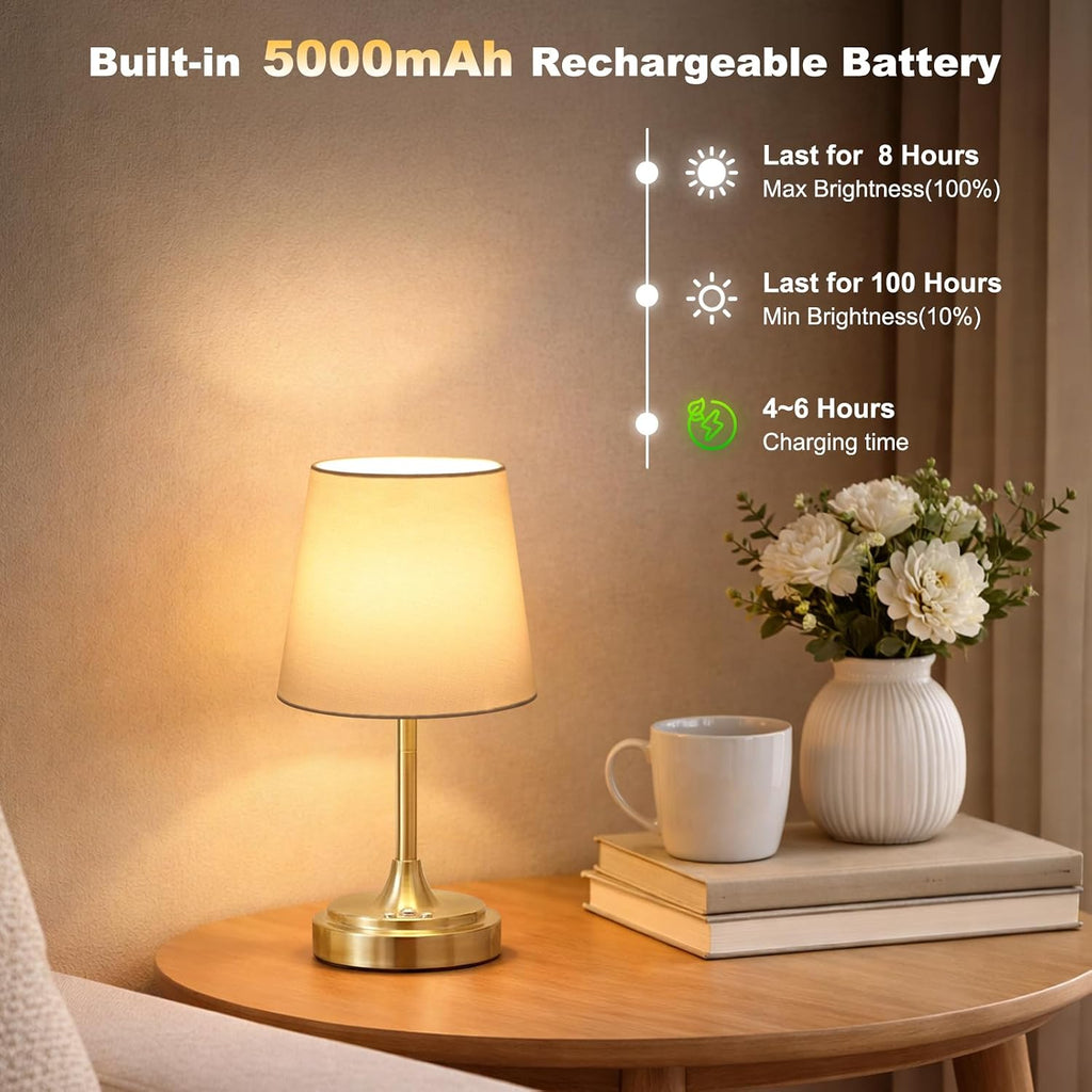 Wowag Small Cordless Table Lamp Rechargeable,5000mAh Battery Operated Desk Lamp,3 Colors & 7 RGB Stepless Dimmable, Touch Ambient Light…