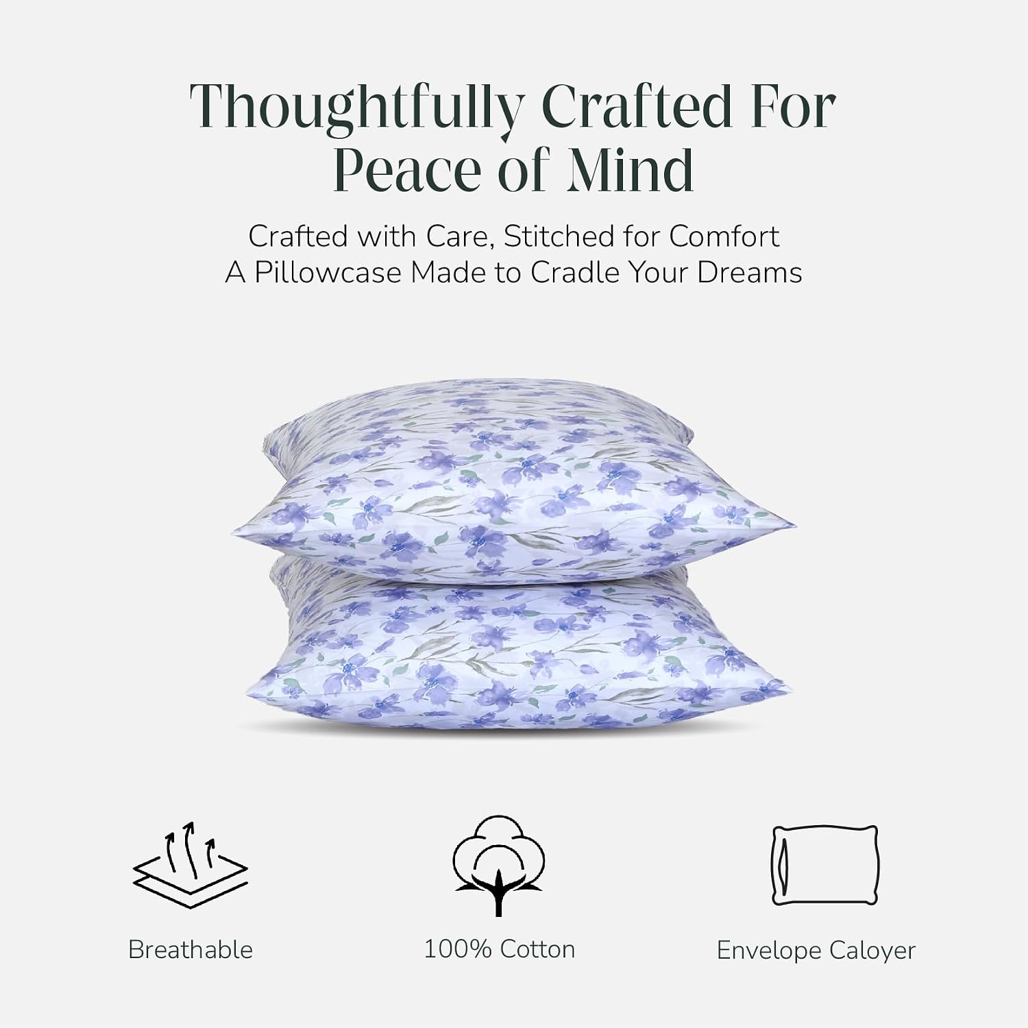 Feather & Stitch 300 TC 100% Cotton King Size Pillowcases 2 piece, Ultra Soft Set of 2 Sateen Weave Pillow Covers with Envelope Closure…