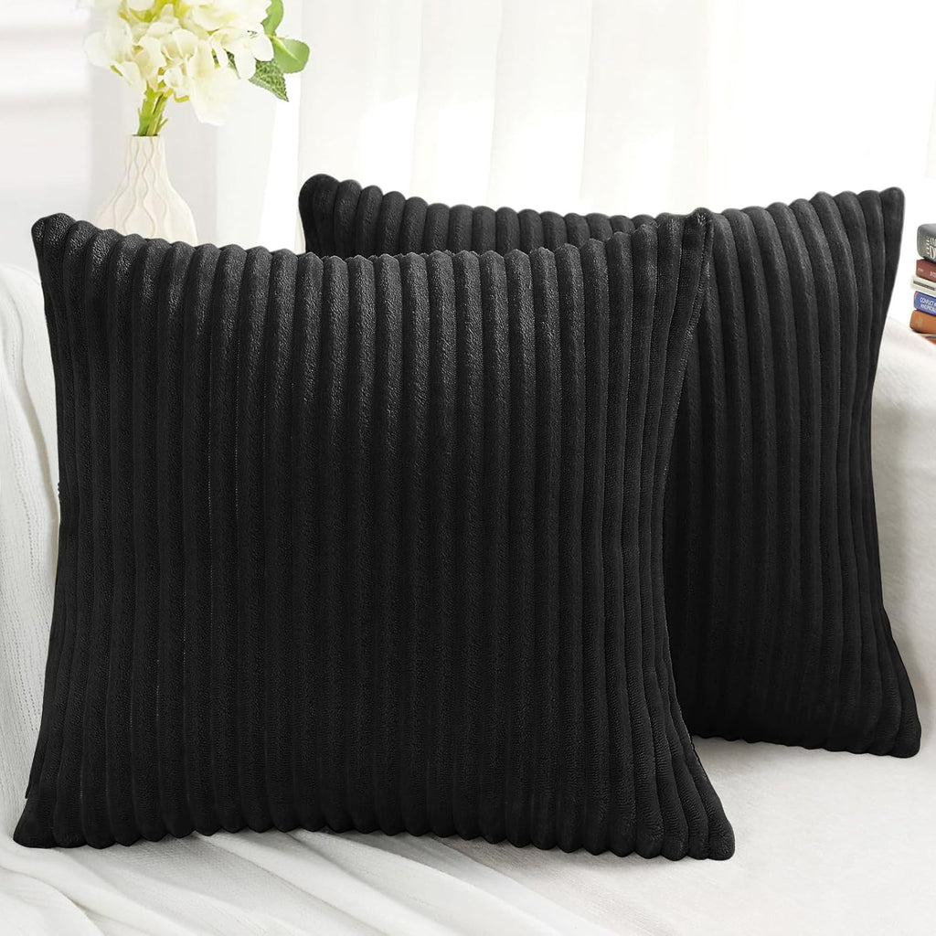 SimmoreHomeDecor Simmore Decorative Throw Pillow Covers 16x16 Set of 2, Soft Natural Plush Flannel Double-Sided Fluffy Couch Pillow Covers…