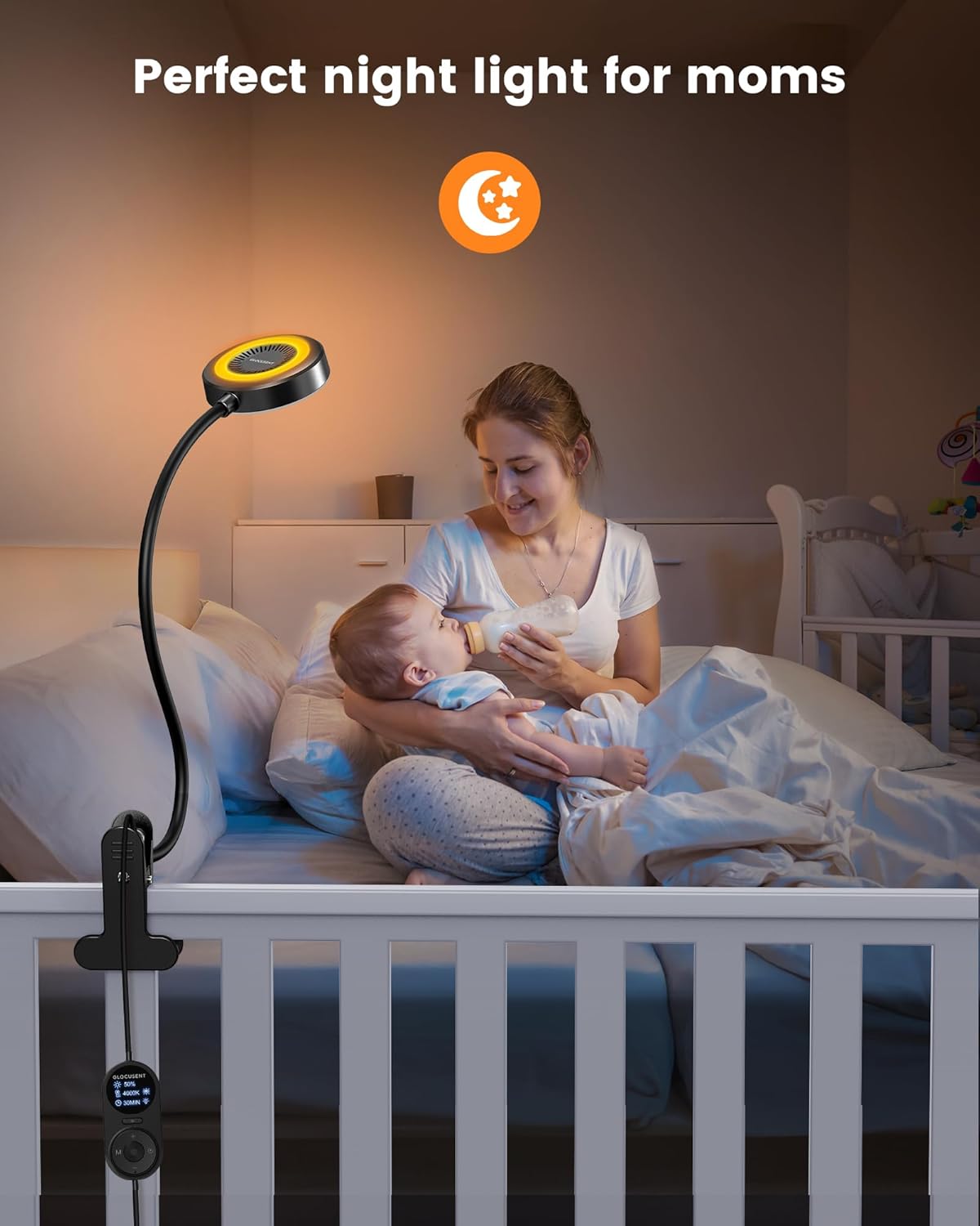 Glocusent Clip on Light, 72 LEDs Clip on Lamp with Amber Night Light, 3 Colors & 5 Brightness Bed Lamp, 30/60-Min Auto Off Timer, Perfect…