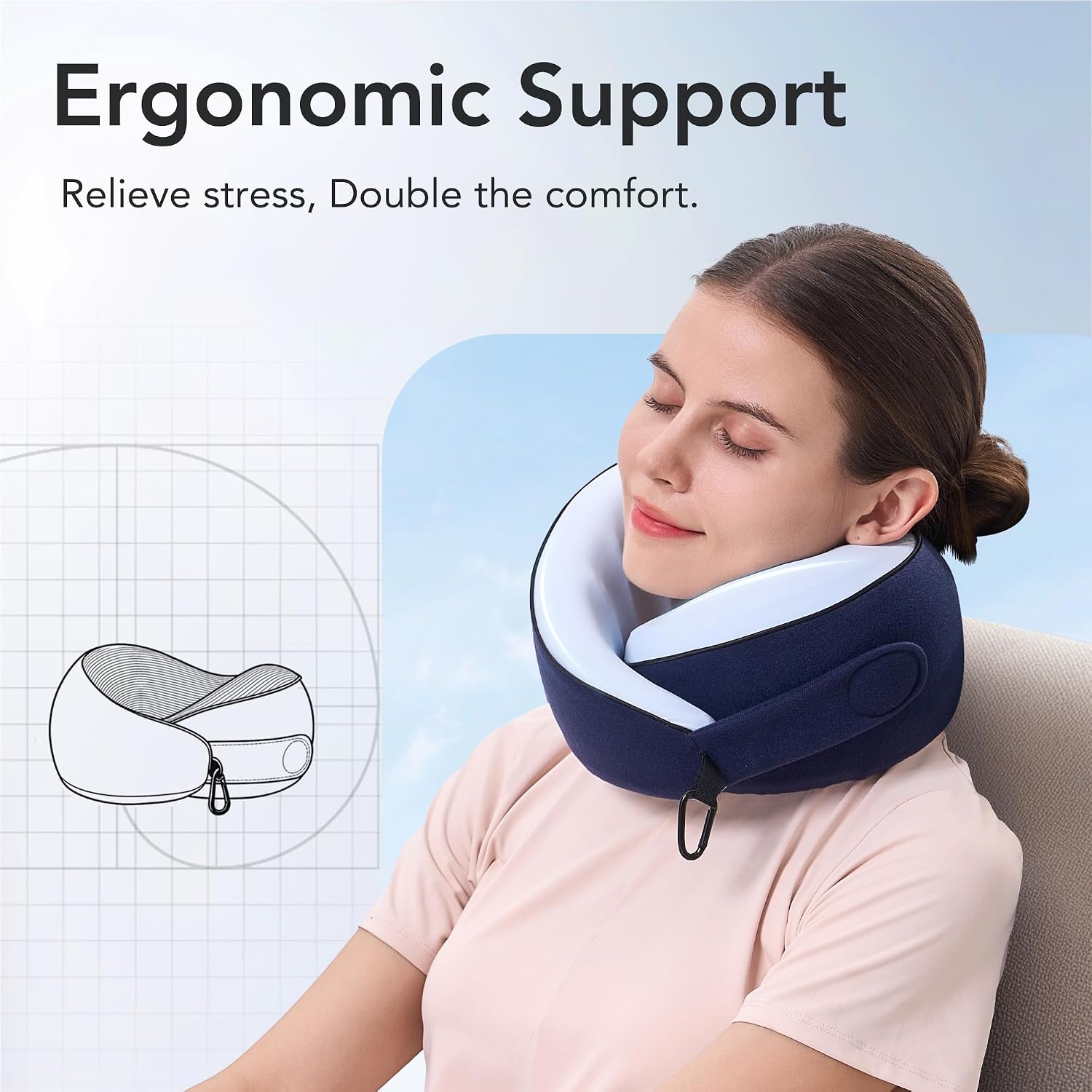 KPNEOL Travel Pillow, 100% Pure Memory Foam Travel Neck Pillow Airplane Neck Support Ergonomic Design for Traveling Suitable for…