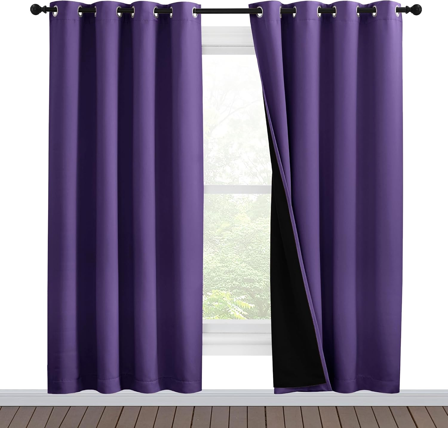 Nicetown Lilac Purple Full Shade Curtain Panels, Pair of Energy Smart & Noise Blocking Out Blackout Drapes for Dining Room Window, Thermal…
