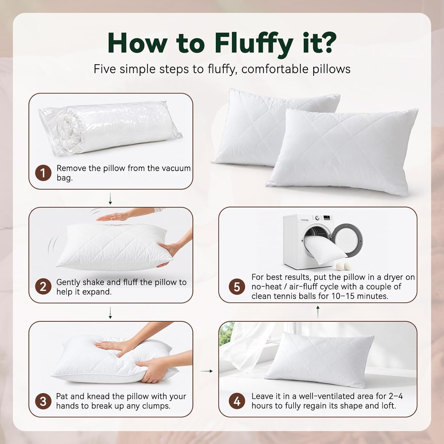 Three Geese White Goose Feather Cotton Pillows Queen Size - Soft 600 Thread Count Organic Cotton Cover, Soft Goose Feather Down Pillows…