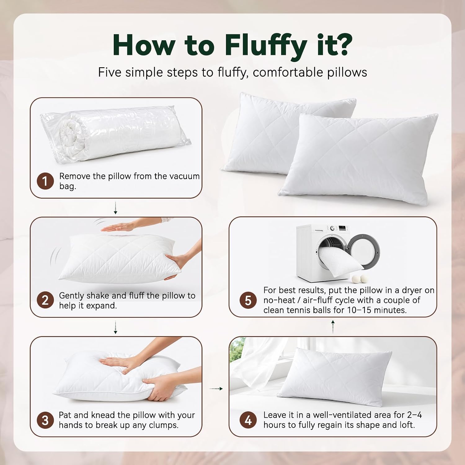 Three Geese White Goose Feather Cotton Pillows Queen Size Set of 2 - Soft 600 Thread Count Organic Cotton Cover, Soft Goose Feather Down…
