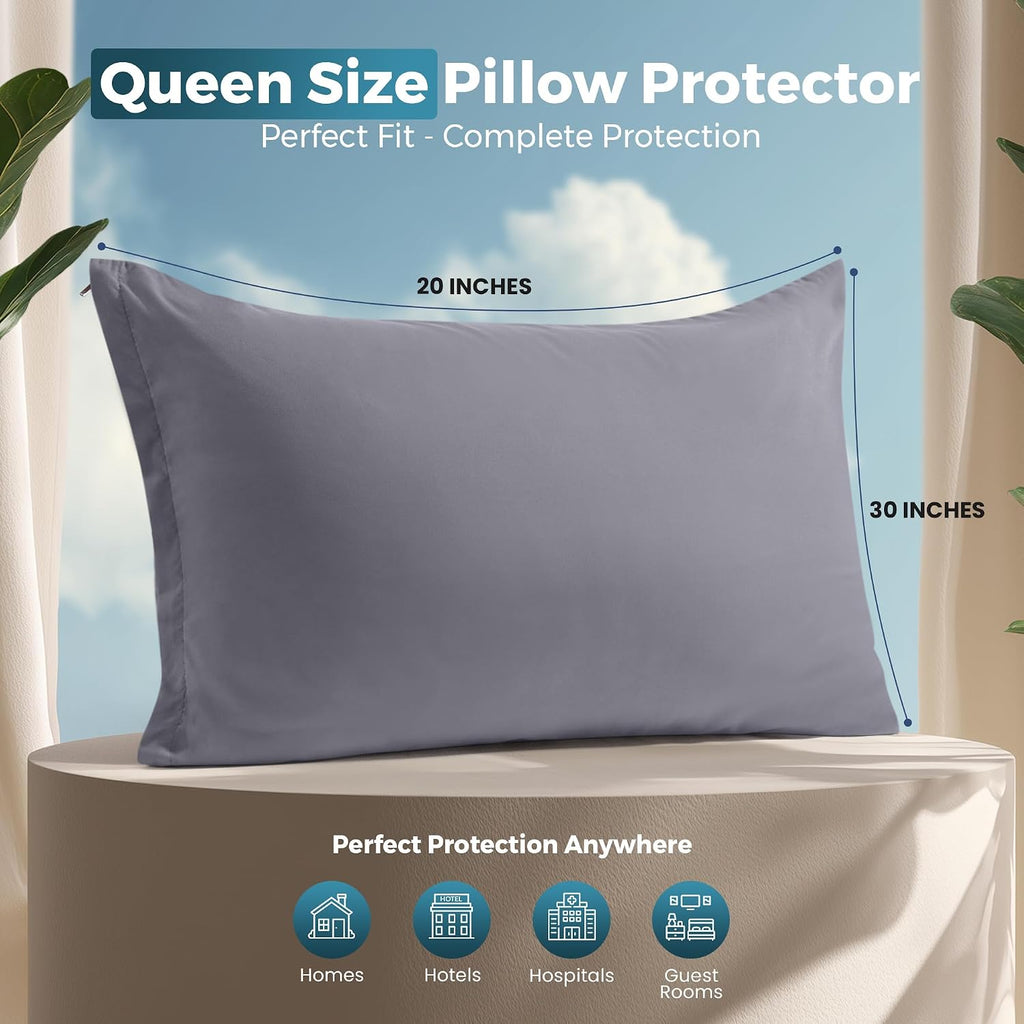 Utopiabedding Utopia Bedding Queen Pillow Protectors - Pack of 2 - Zipper Closure - Soft Brushed Microfiber Fabric - Shrinkage and Fade Res…