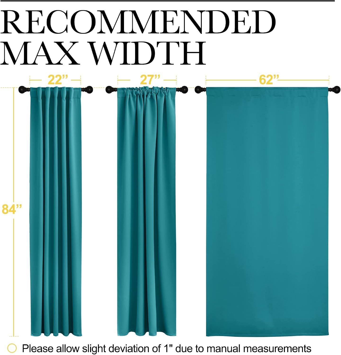 Nicetown Room Darkening Curtains for Patio Sliding Glass Door, Window Treatment Curtains with Rod Pocket & Back Tab (Peacock Teal, 2 Panels…