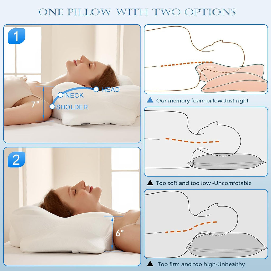 Eucior Cooling Gel Pillows for Neck and Shoulder, Cervical Pillow Cozy Sleeping, Odorless Ergonomic Contour Memory Foam Pillows for Side Back…