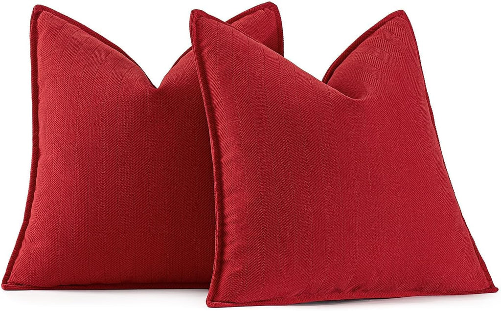 MIULEE Pack of 2 Red Decorative Pillow Covers 18x18 Inch Soft Chenille Luxurious Couch Throw Pillows Farmhouse Cushion Covers with…