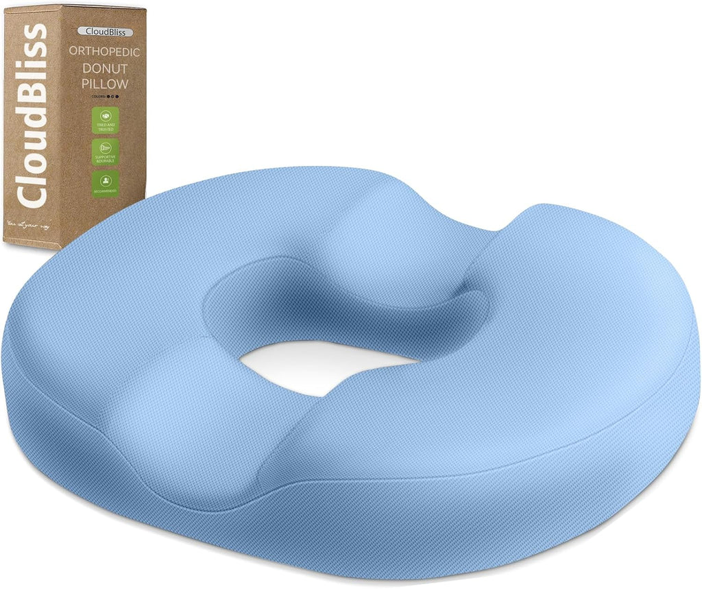 CloudBliss Donut Pillow Seat Cushion Chair Pad for Tailbone and Hemorrhoids, Memory Foam Seat Chair Cushion for Men and Women for Home & Of…