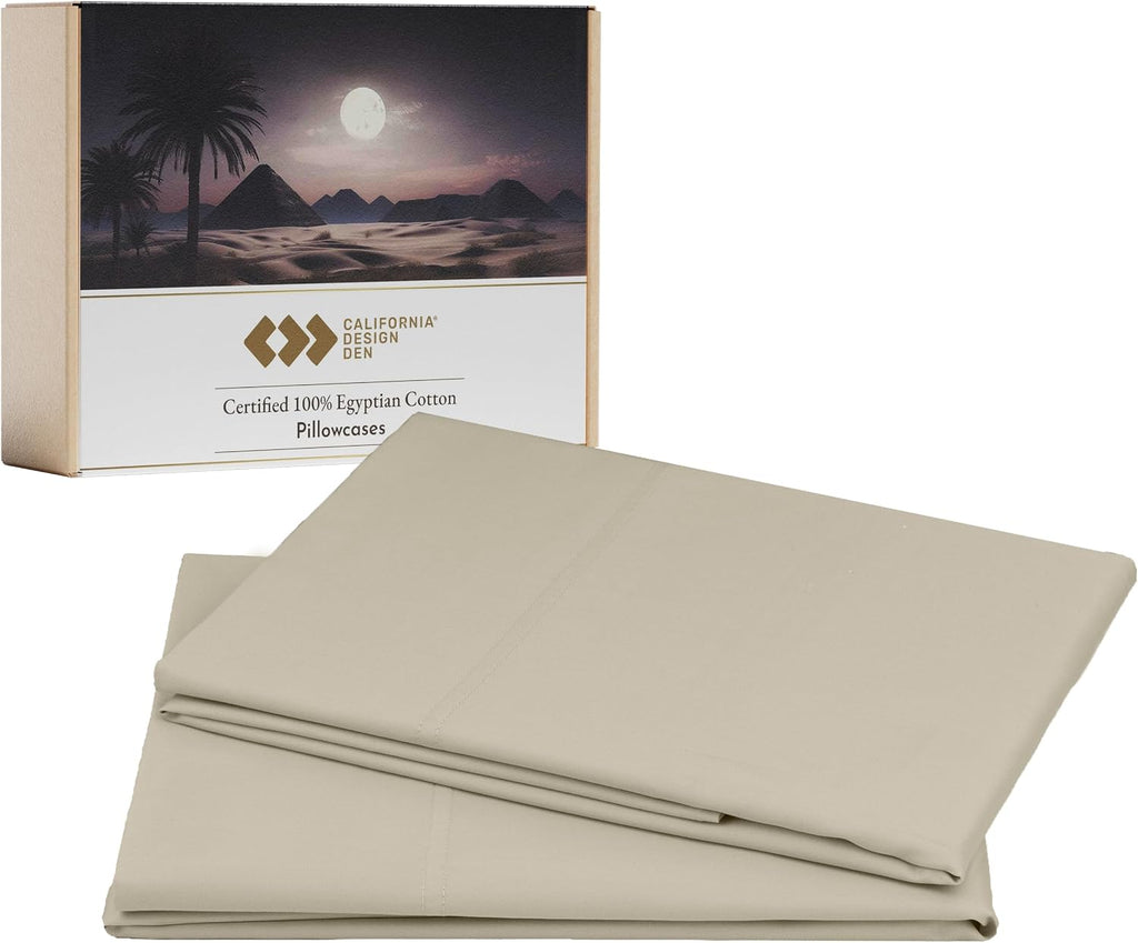 CaliforniaDesignDen California Design Den 100% Egyptian Cotton King Size Pillow Cases Set of 2 - Soft Sateen Weave, Breathable, Fits King S…