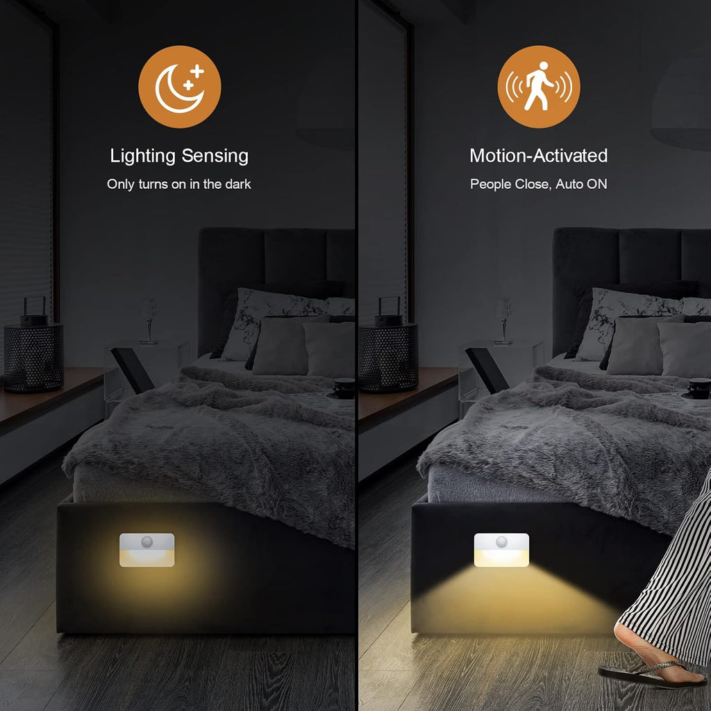 Jxtz 【4 Pack】 Motion Sensor Night Light, Stick-On Motion Sensor Lights Indoor, Battery Powered Under Cabinet Kitchen Lights with Adhesive P…
