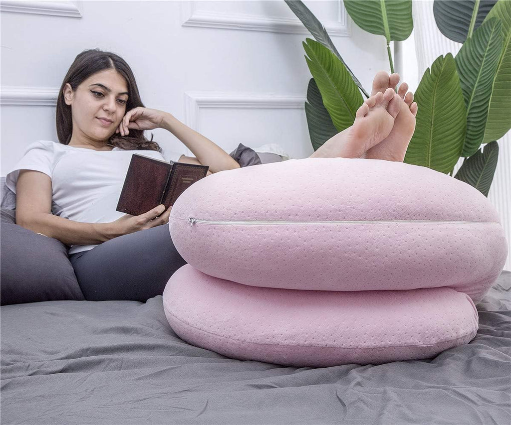 1 MIDDLE ONE Pregnancy Pillow, C Shaped Body Pillow for Maternity Support, Pregnant Women Sleeping Pillow with Velour Cover (Light Pink)