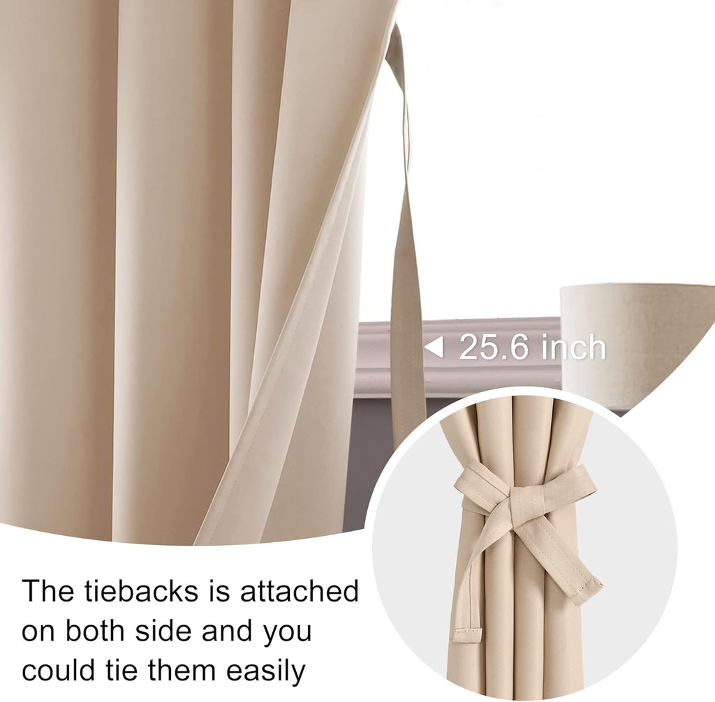Jiuzhen Blackout Curtains for Bedroom– Thermal Insulated, Noise Reducing Room Darkening Rod Pocket Curtains for Living Room, Set of 2 Panels…