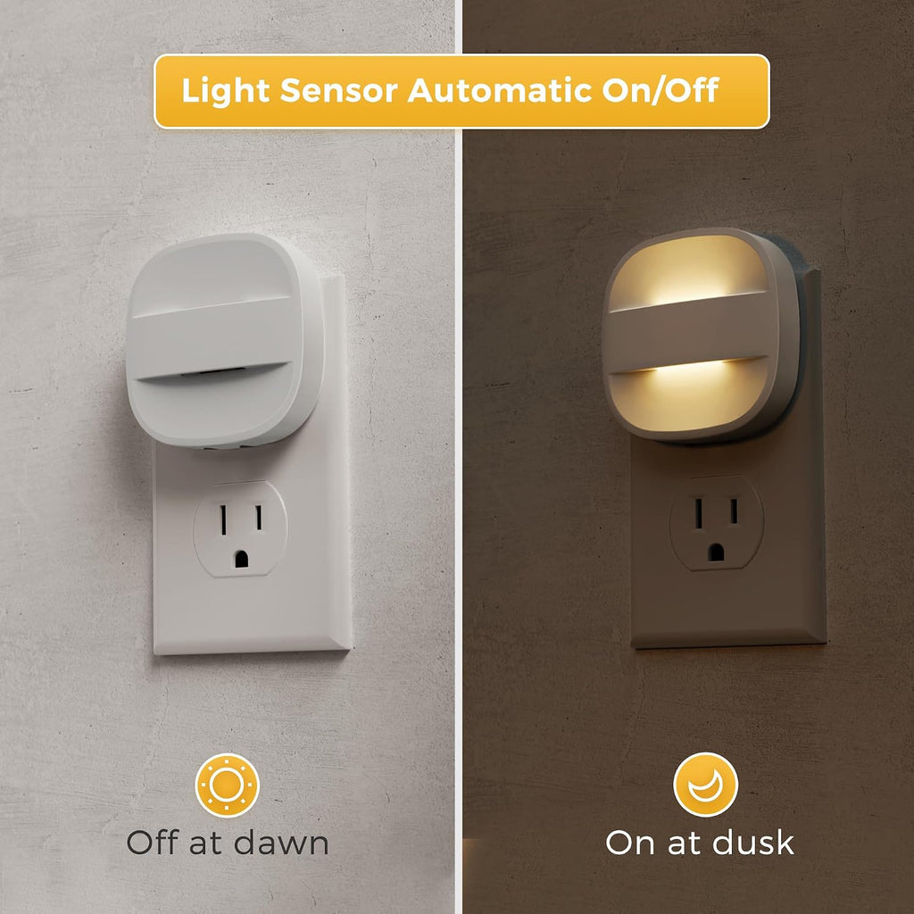 L LOHAS LED Night Lights Plug into Wall, Dusk to Dawn Sensor, Dual Brightness Dimmable, 3000K Soft White, Foldable, 2-Pack — for…