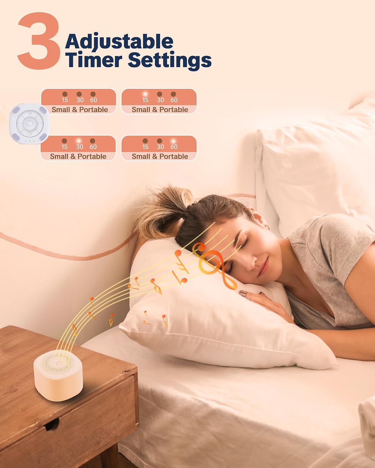 YONSEN Travel White Noise Sound Machine 20 Sounds, Portable Sound Machine for Adults Sleep, Mini with Adjustable Volume, 3…