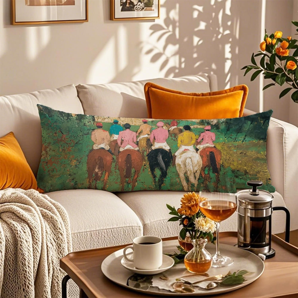 Horse Racing Equestrian 20x54 Body Pillow Cover, Abstract Modern Horse Rider Decorative Long Body Pillow Cases for Bed Couch