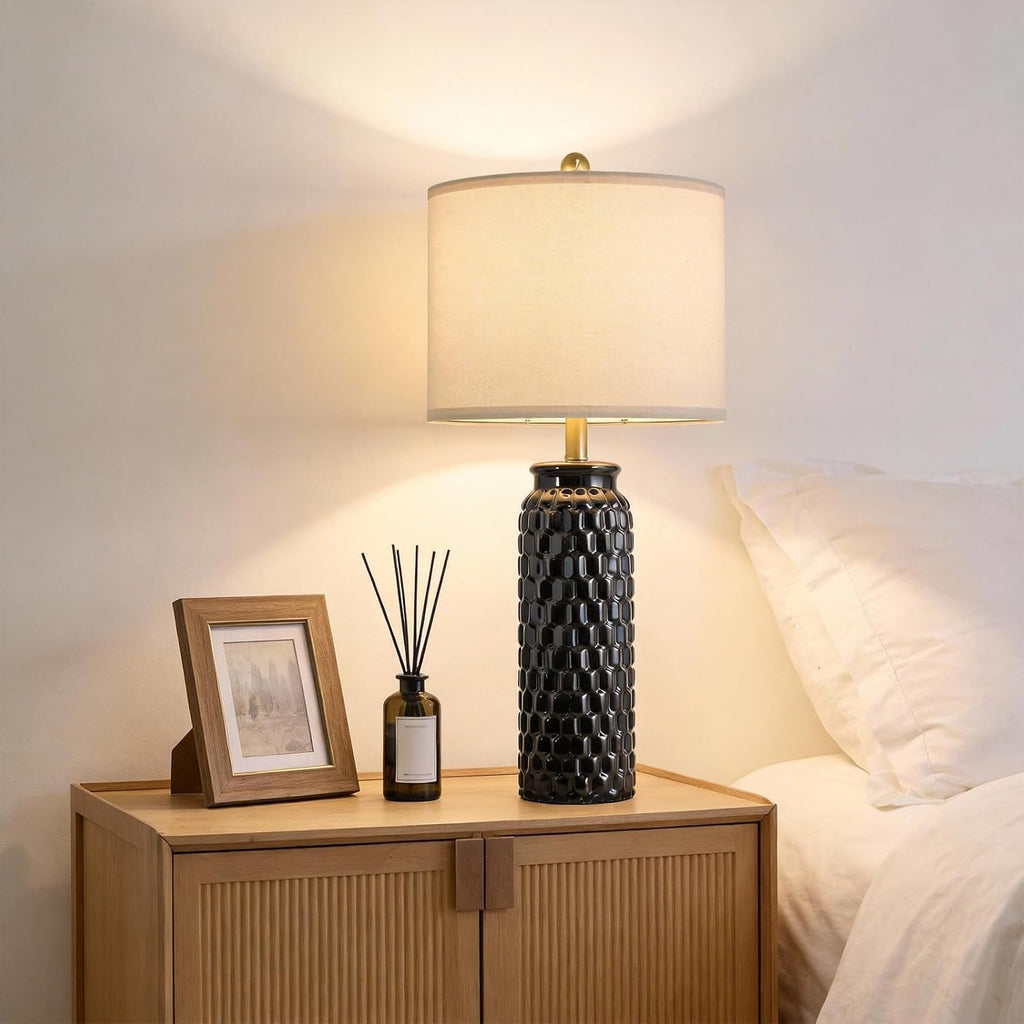 USumkky 27" Ceramic Table Lamps Set of 2 - Modern Farmhouse & Boho Style, Bedside Nightstand Lamps for Bedroom, Living Room End Table…