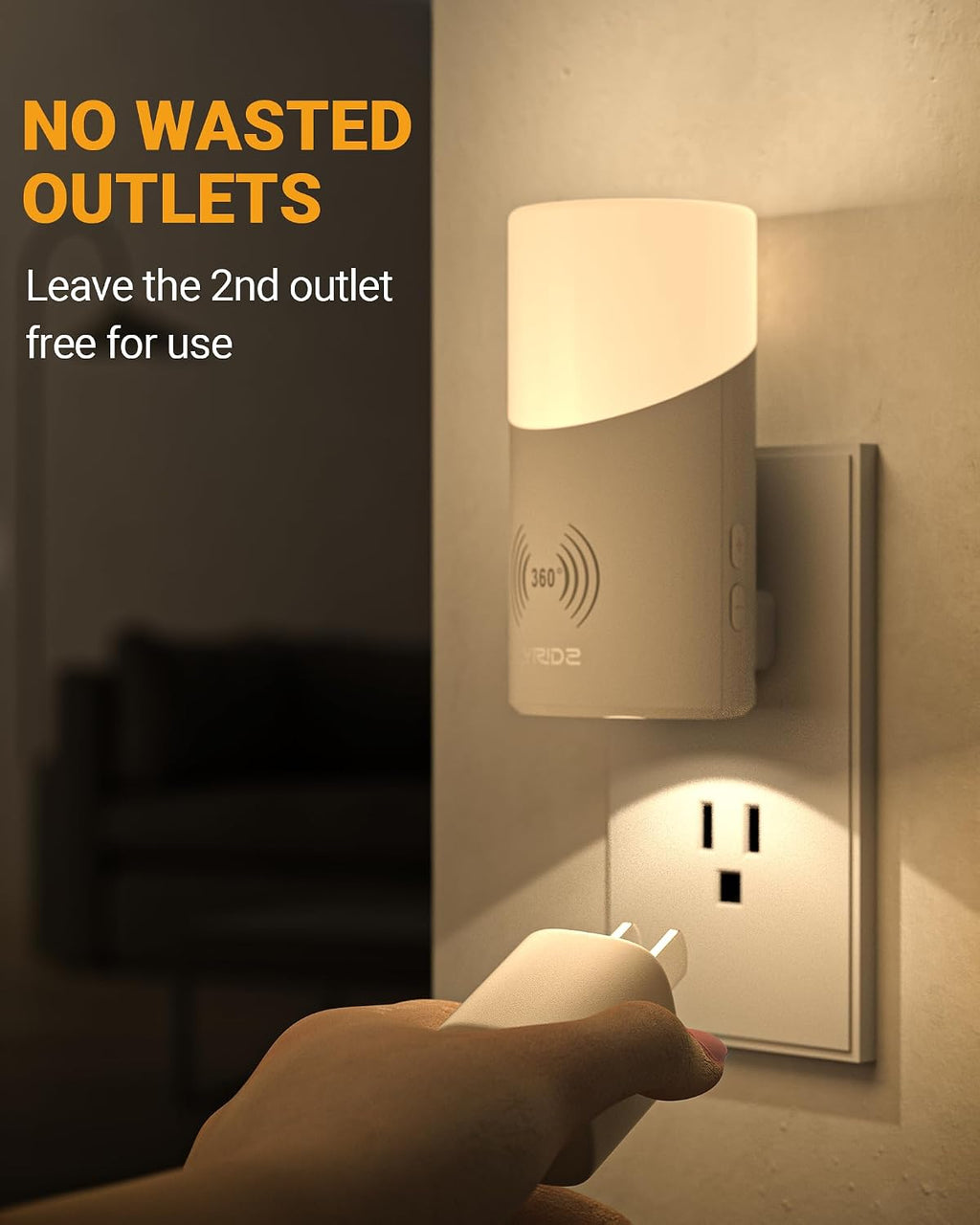 Lyridz LED Plug-in Night Light with 360° Motion Sensor, 1-150 Lumens Dimmable Nightlights Indoor for Bathroom, Bedroom, Hallway, Stairs…