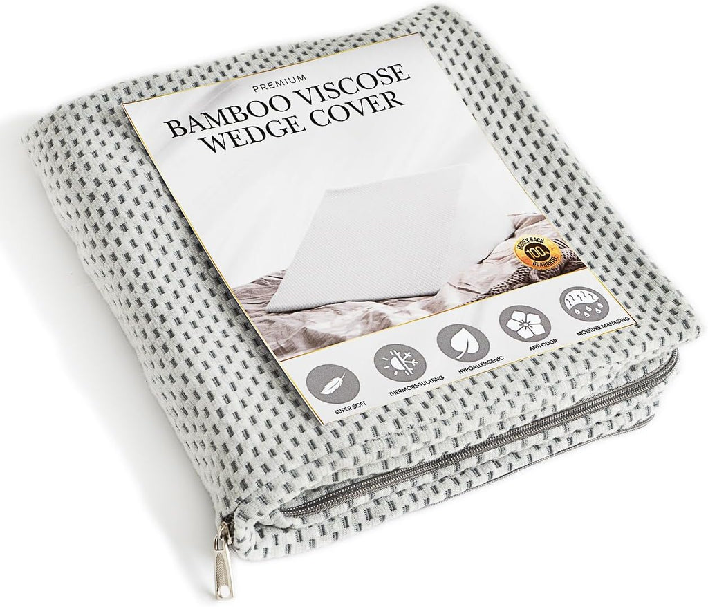 PLANETOFBAMBOO Bamboo Viscose Top Layer Wedge Pillow Case Cover, Moisture-Wicking, Cooling and Breathable Wedge Pillow Cover with Zipper…