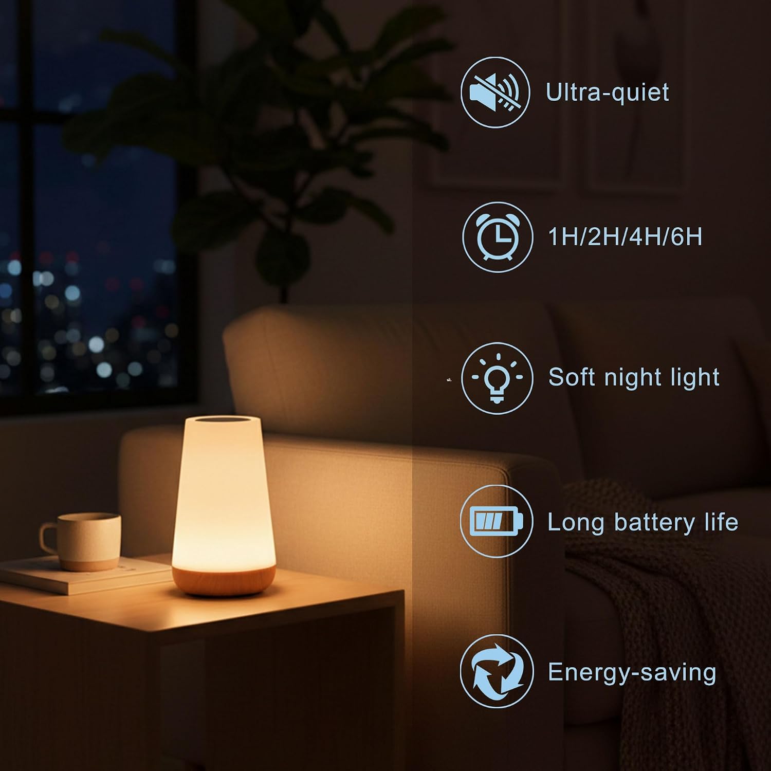 Kids Touch Night Light: Dimmable LED Bedside Lamp Eye-Caring Soft Warm USB Rechargeable Portable for Home Bedroom Living Room Camping