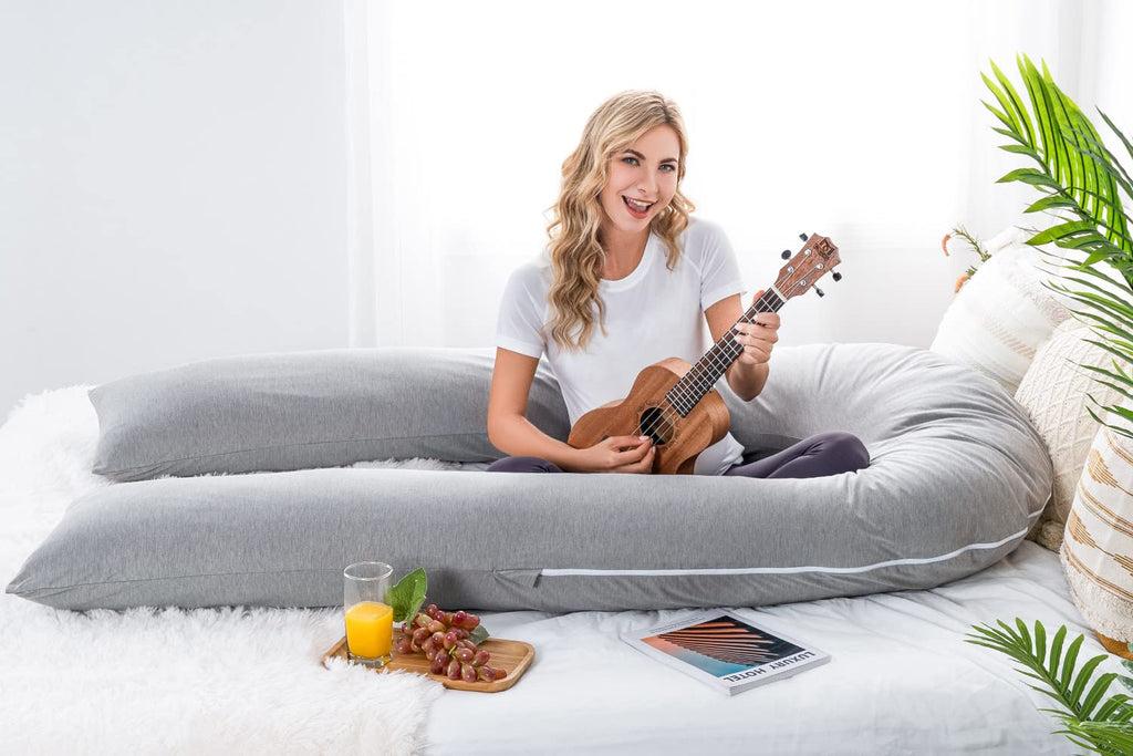 Meiz Pregnancy Pillow, Cooling Silky Pregnancy Pillows for Sleeping, 65" Full Body Maternity Pillow for Tall Pregnant Woman with Cooling Si…