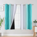 Estelartextiler Estelar Textiler Teal and Greyish White Blackout Curtains 54 Inch Length, Light Blocking Gradient Grommet Drapes for Living…