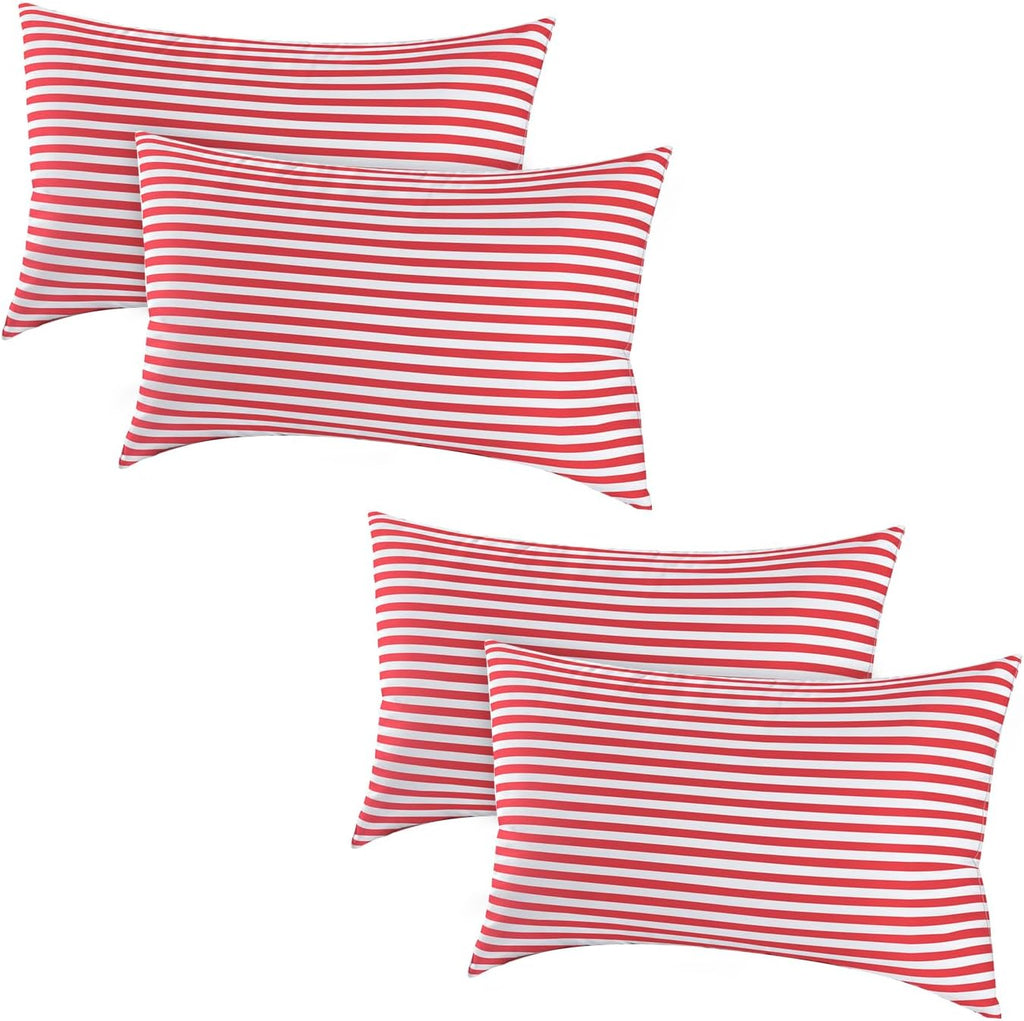 EIUE Bed Pillows for Sleeping 4 Pack, Pillows for Side and Back Sleepers, Super Soft Down Alternative Microfiber Filled Pillows (Red, Queen…