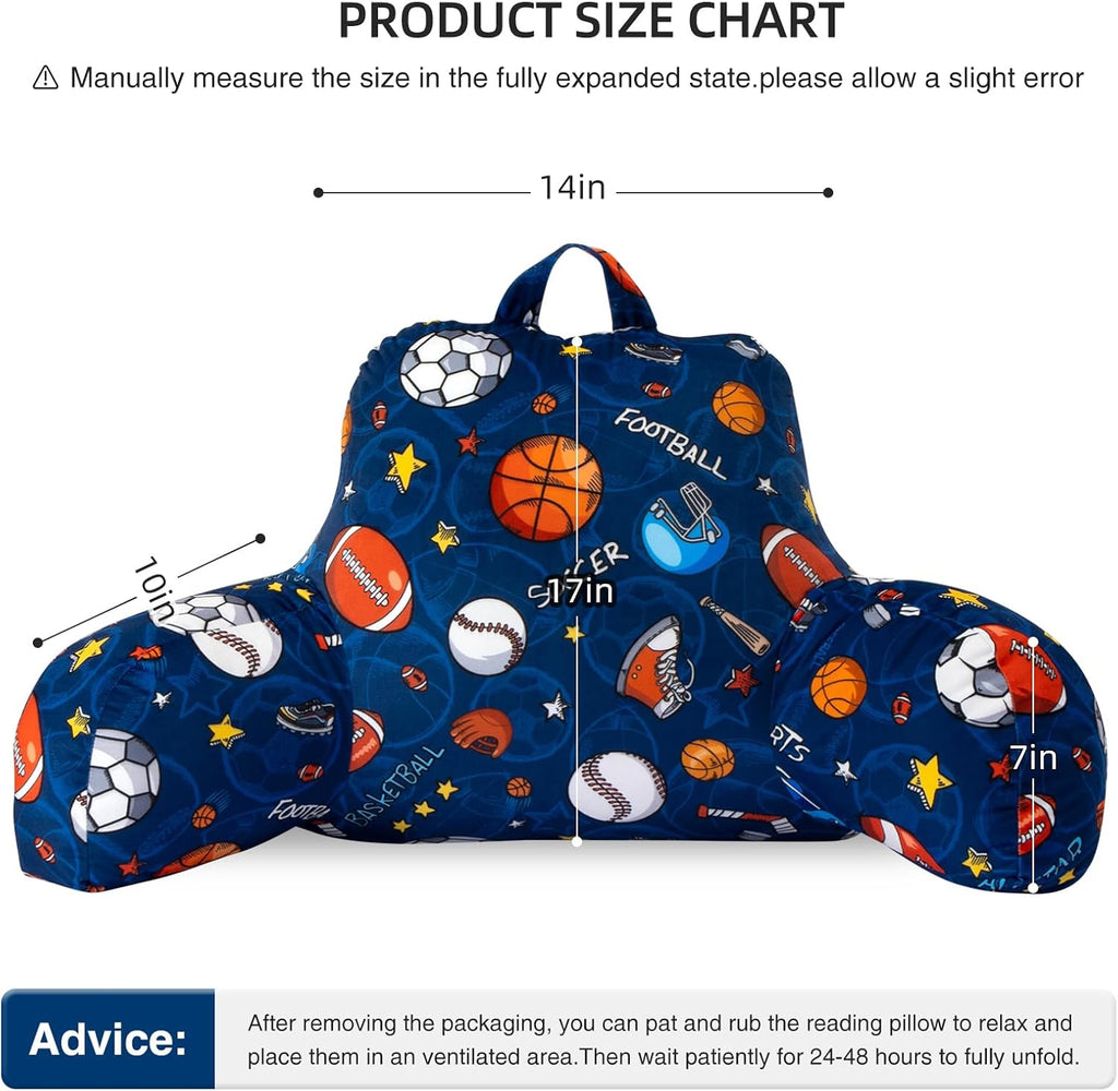 Aimuan Reading Pillow Bed Rest Wedge Backrest Pillow Basketball Football Baseball Navy Rugby Ball Printed Collections with Arms Sitting…