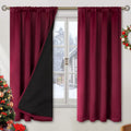 BGment Christmas Red 100% Blackout Curtains for Bedroom, Thermal Insulated Full Room Darkening Noise Reducing Thick Rod Pocket Curtains…