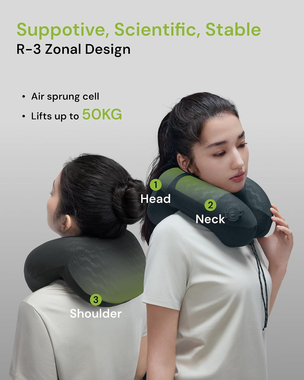 BENEUNDER Travel Neck Pillow for Airplane, Inflatable Compact 360°Head Support Pillow, Comfortable Breathable Cover for Travel, Train, Car…