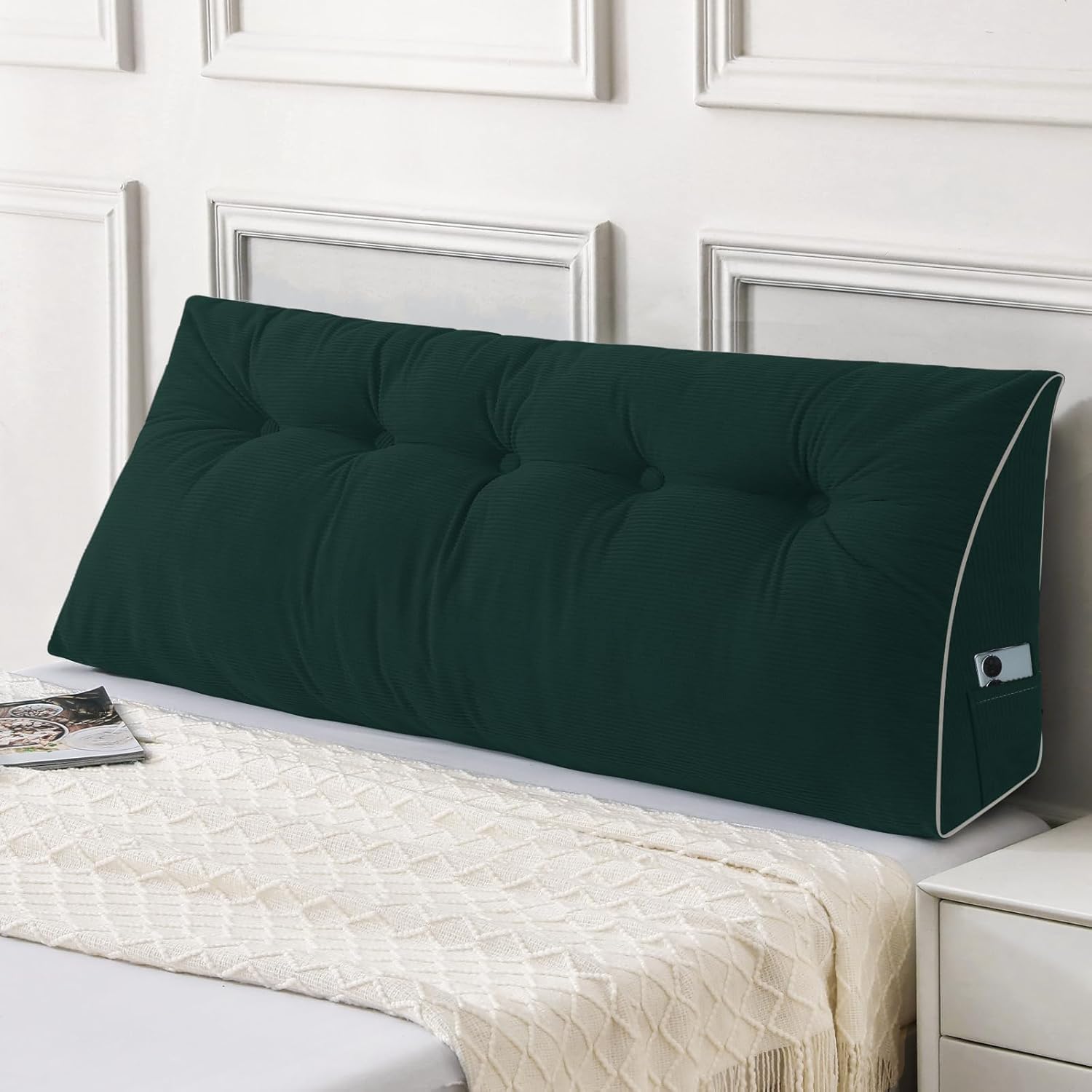 Sasttie Headboard Pillow Full, Wedge Pillow Headboard for Sitting Up in Bed, Back-Rest Support Triangular Cushion for Reading - Features Re…