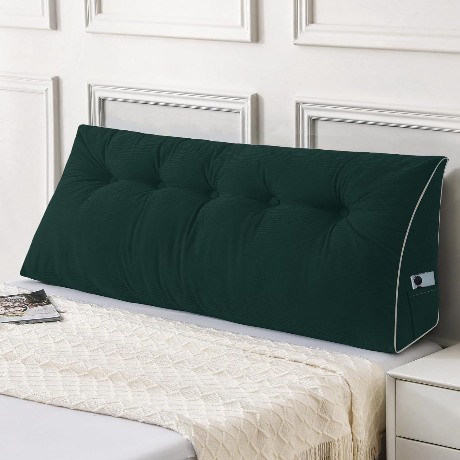 Sasttie Headboard Pillow Queen, Wedge Pillow Headboard for Sitting Up in Bed, Back-Rest Support Triangular Cushion for Reading - Features R…